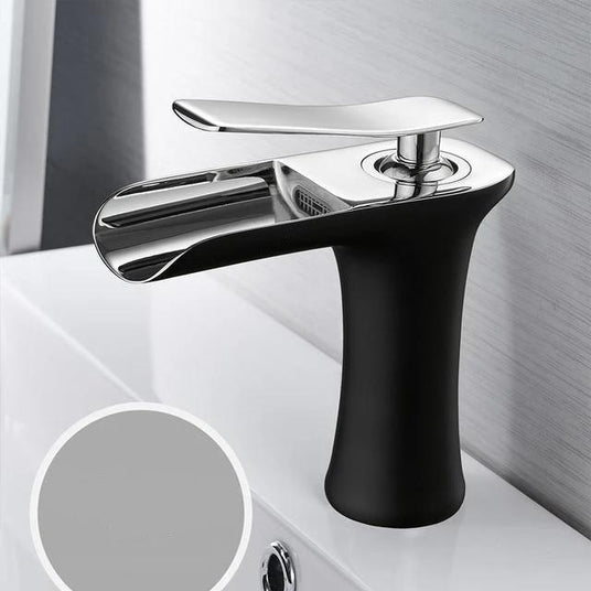 Brass waterfall bathroom faucet - chrome finish spout