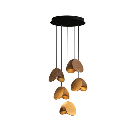 Wood Pendant Light Multi-Head Cluster View - OroDwell