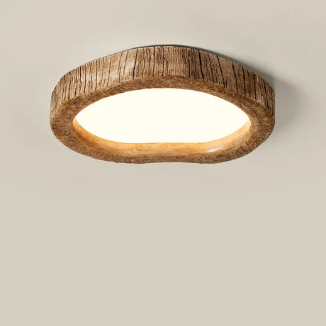 Resin ceiling light illuminated in bedroom setting