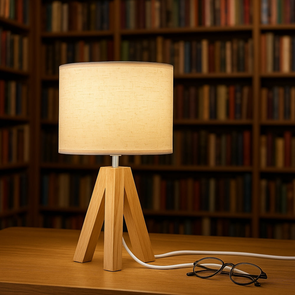Fabric Table Lamp Round Design for Bedroom