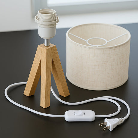 Wooden Tripod Table Lamp for Desk Accent