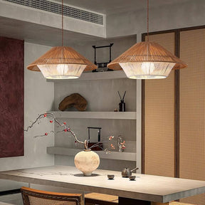Handwoven Wicker Pendant Light for Dining Room