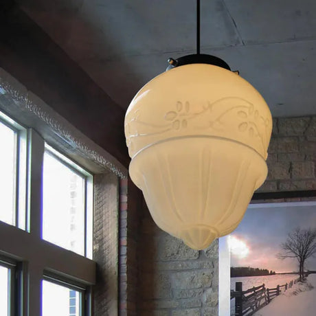 AstraLume Frosted Glass Pendant Light Close-Up Detail - OroDwell