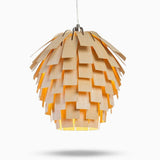 Rustic wood hanging lamp alternate angle view
