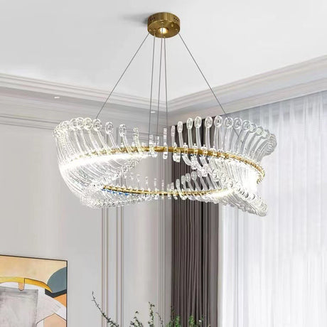Modern Chandelier Gold Finish Detail OpalDwell
