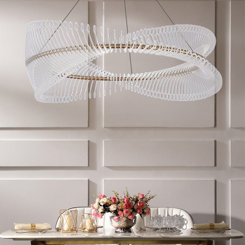Spiral Acrylic Chandelier Luxury LED Ring