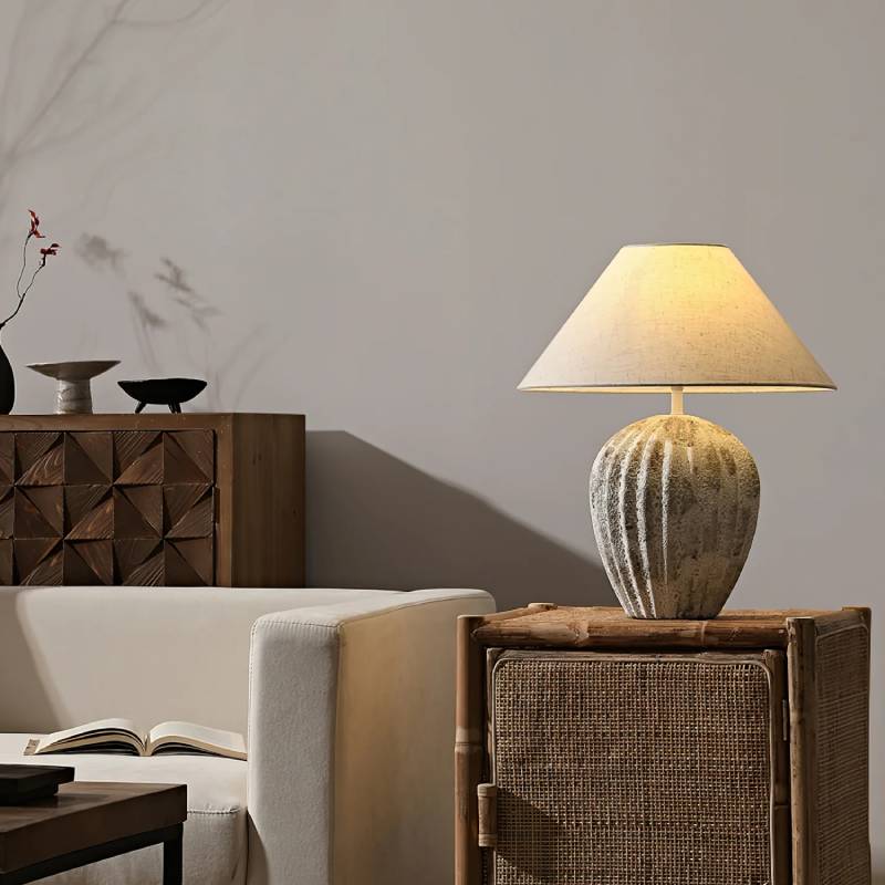 Earthy ceramic lamp for nightstand accent