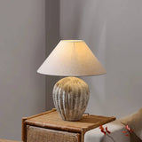 Ceramic table lamp with linen shade for bedside