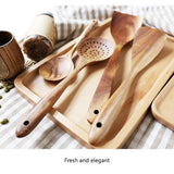 Wooden utensil set gentle on nonstick cookware