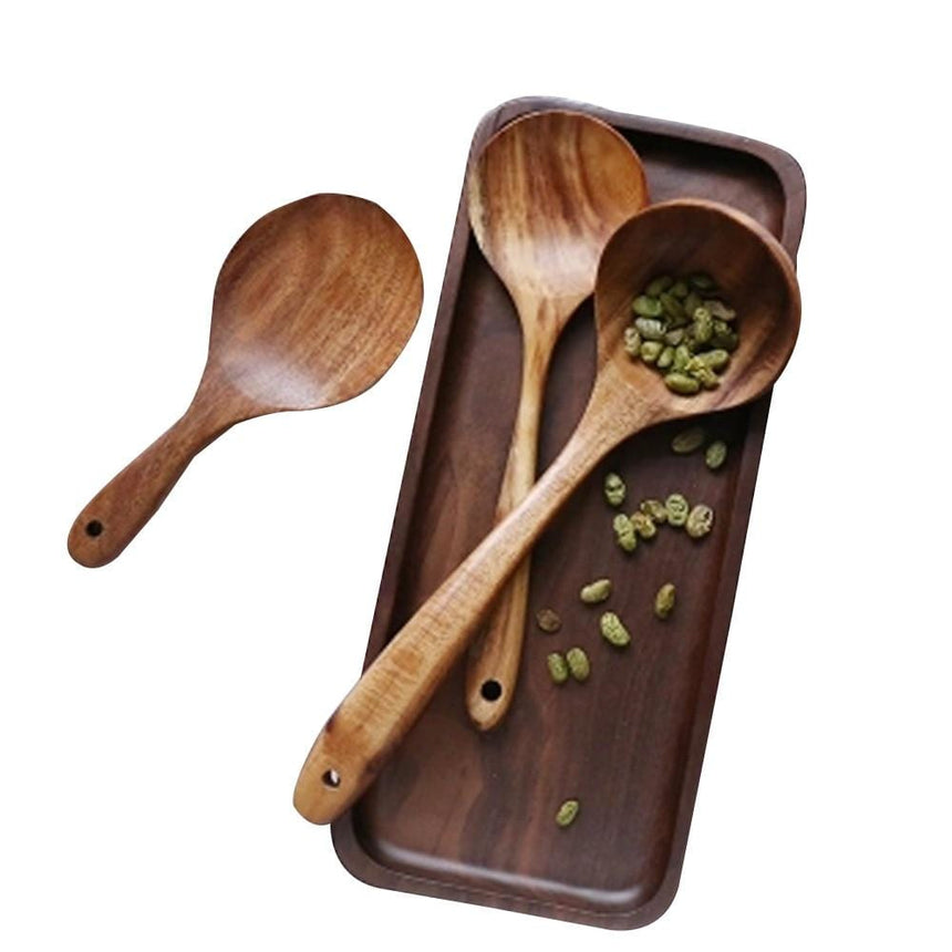 Wood cooking utensils hand wash care detail