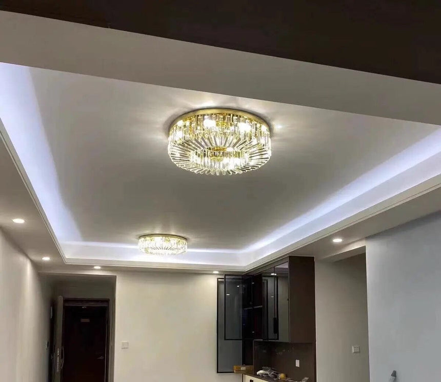 Gold Glow Crystal Chandelier for Hallway