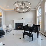 Iron and Crystal Ring Chandelier Fixture