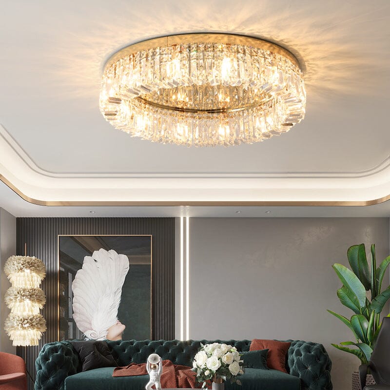 Crystal Chandelier Flush Mount for Living Room