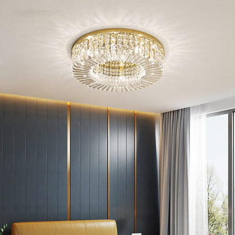 Iron and Crystal Chandelier Ring Fixture