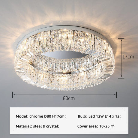 Ring Chandelier Iron and Crystal Detailing