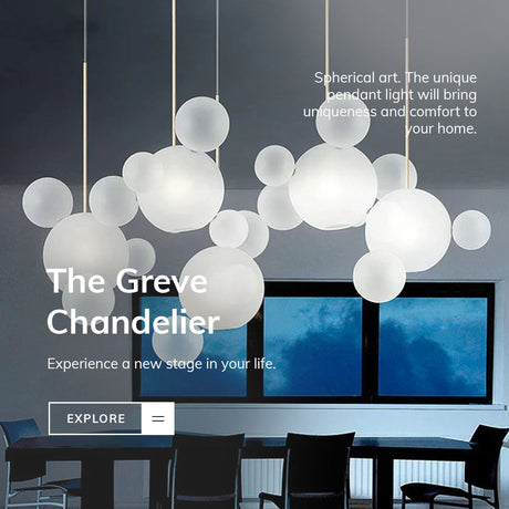 Nordic Snowball Chandelier with Matte Glass Orbs