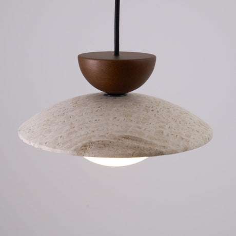 Circular Travertine Pendant Light Fixture