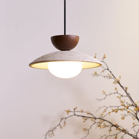 Travertine Pendant Light Circular Ring Silhouette