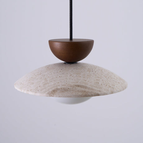 Natural Travertine Pendant Light Warm Ambient Glow