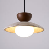 Travertine and Wood Pendant Light for Dining Room