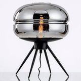 Glass and metal table lamp for desk accent