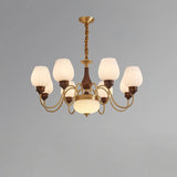 Gold Walnut Chandelier Side Angle View OpalDwell