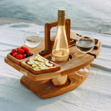 ForestHaven Portable Wood Picnic Table With Cup Holders