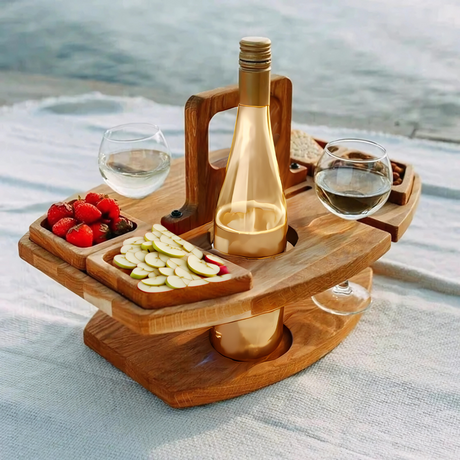 ForestHaven Portable Wood Picnic Table With Cup Holders