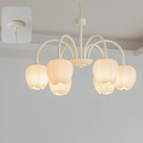 Metal And Glass Chandelier With Floral Design - OroDwell