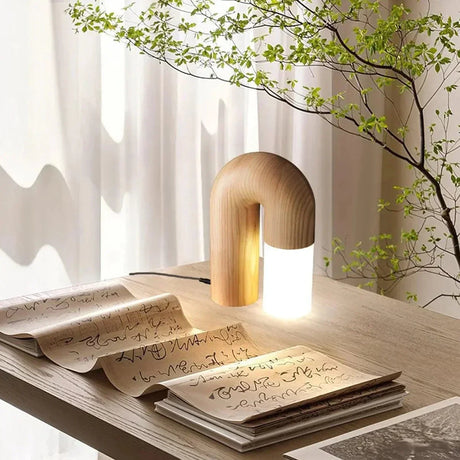 Slim Wood Pole Light for Bedroom Accent