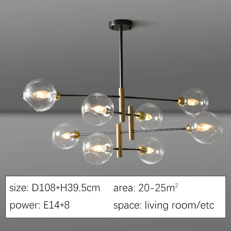 Quayside Chandelier - Transparent Glass Ball Shade Option