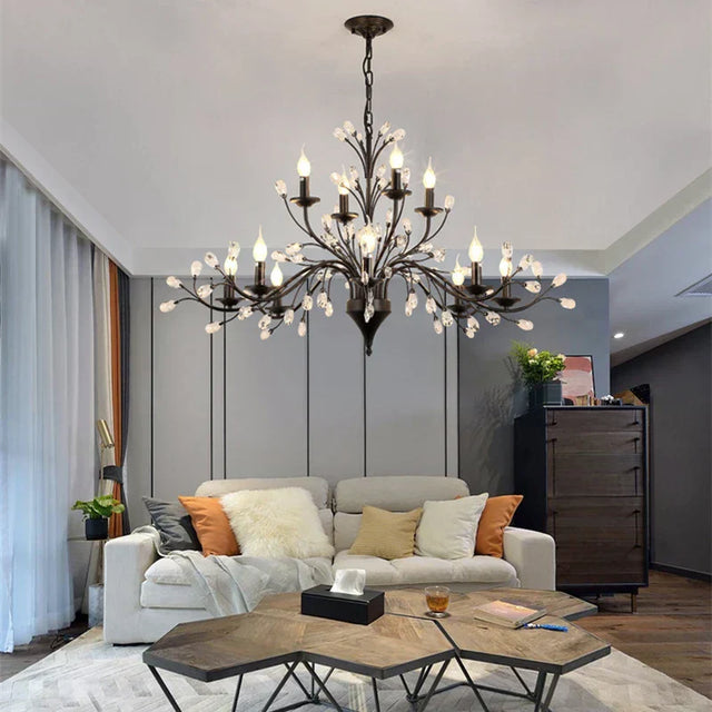 crystal chandelier soft ambient glow for modern accent