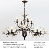 wrought iron and crystal flower branch chandelier