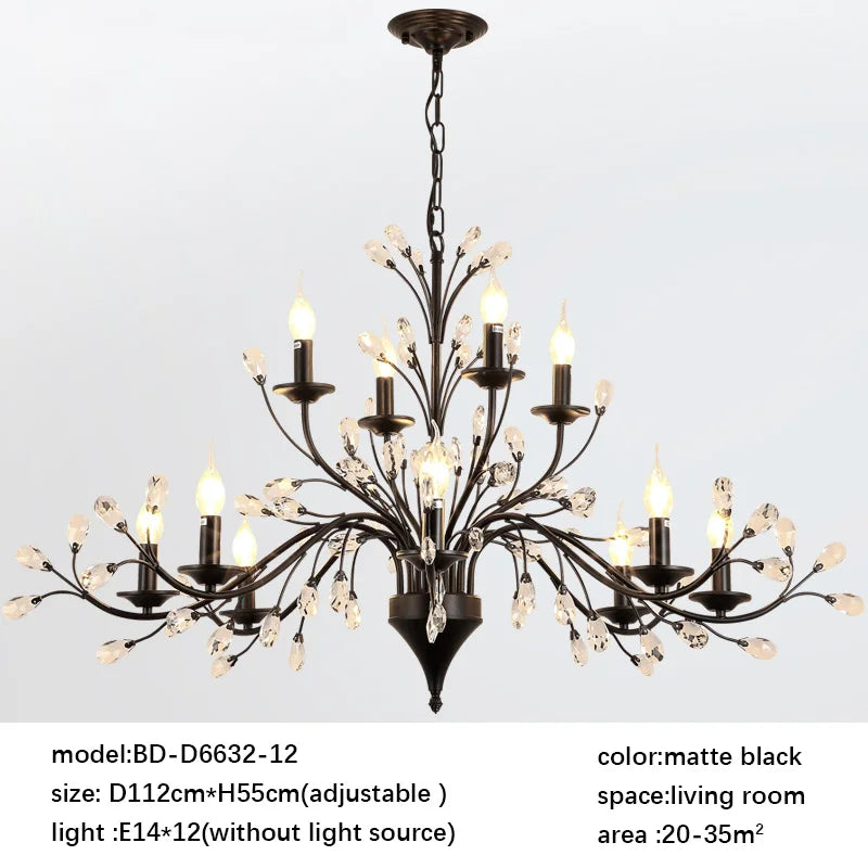 wrought iron and crystal flower branch chandelier