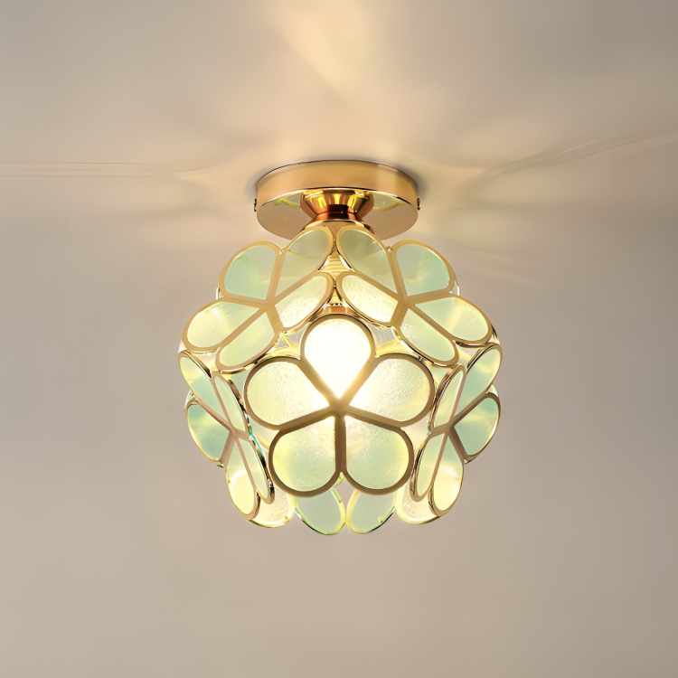 Floral Glass Ceiling Light for Hallway