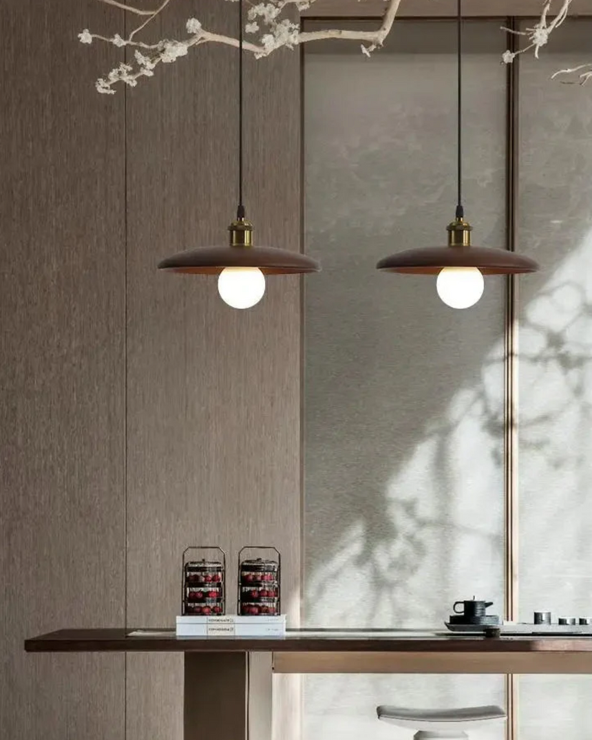 LumaNova Japandi Pendant Light compact profile size view - OpalDwell