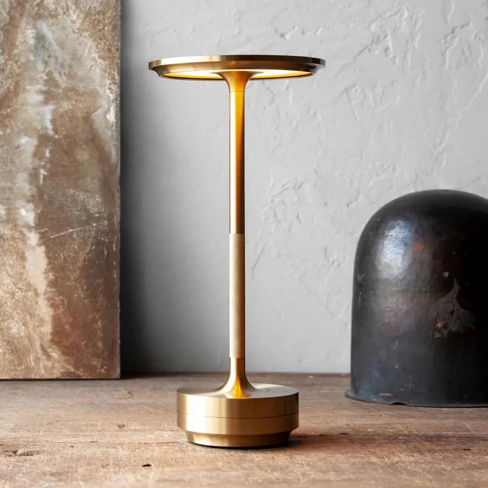 Rechargeable cordless LED table lamp with modern metal design