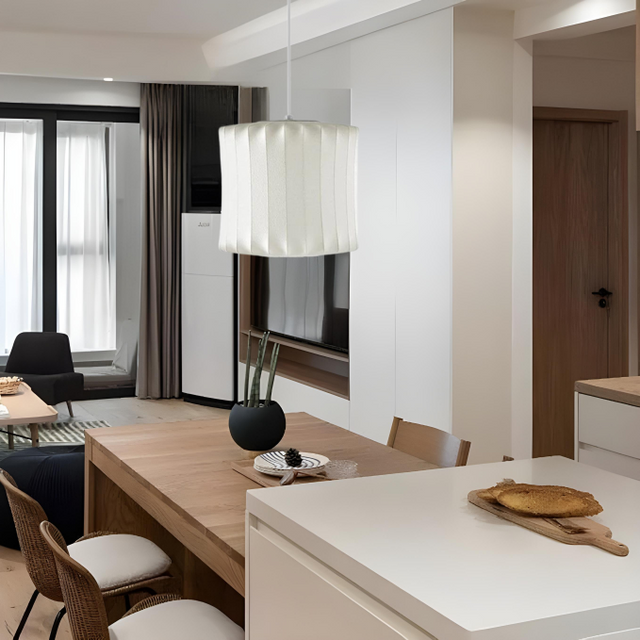 NovaBulle Modern Silk Pendant Light – Hero View - OroDwell