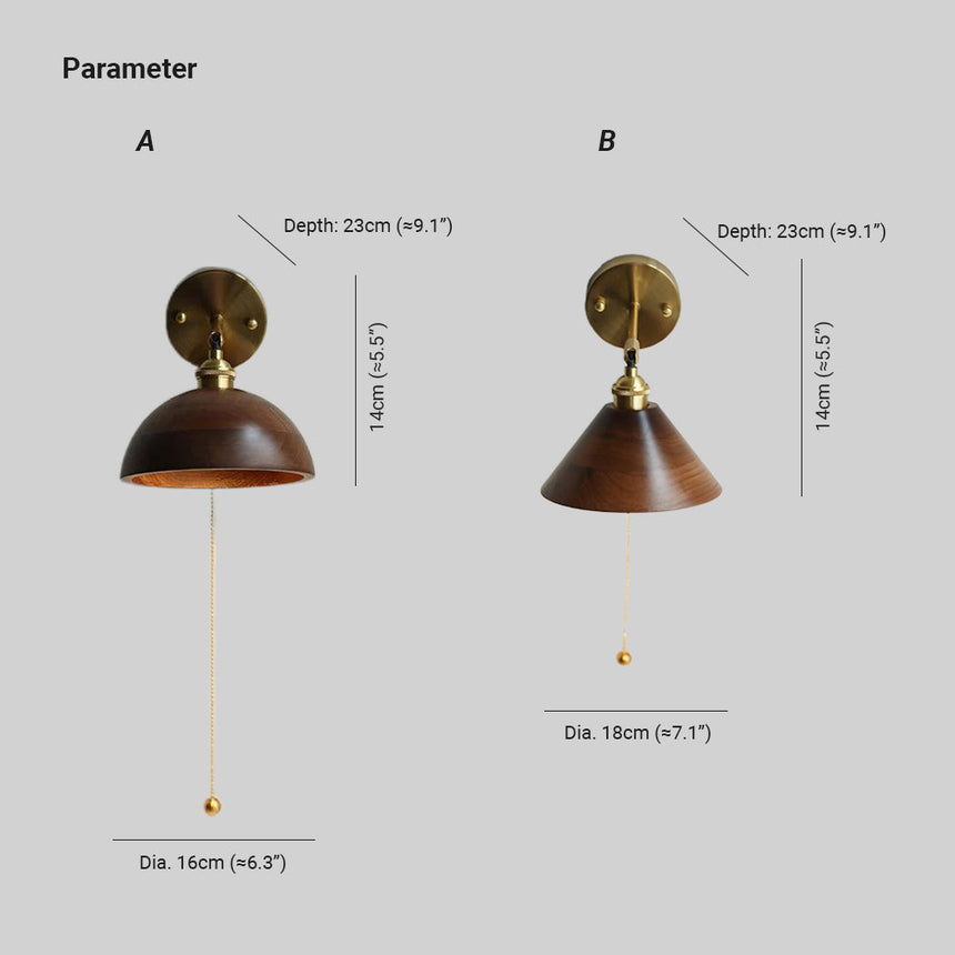 Aureo Vintage-Style Wood Wall Lamp hardwire installation view - OpalDwell