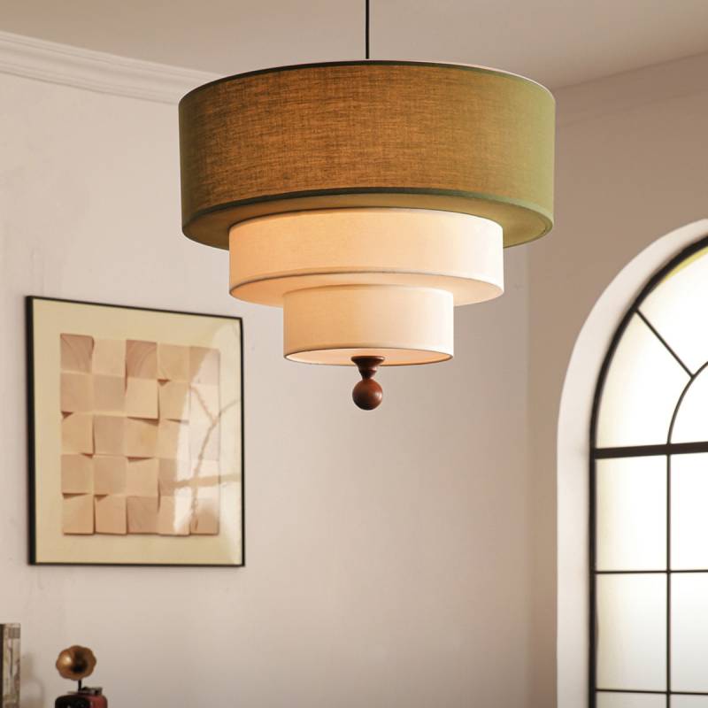 Layered Fabric Pendant Light Drum Ceiling Fixture