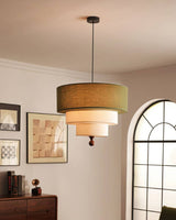 Layered Fabric Pendant Light Close-Up OpalDwell