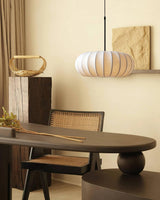 Aero Silk Pendant Light with Circular Metal Frame for Kitchen Island