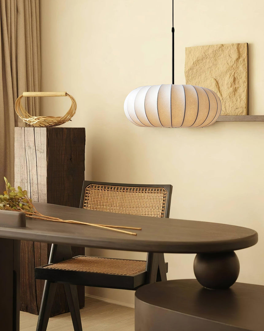 Aero Silk Pendant Light with Circular Metal Frame for Kitchen Island