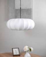 Silk Pendant Light Installed Above Kitchen Countertop