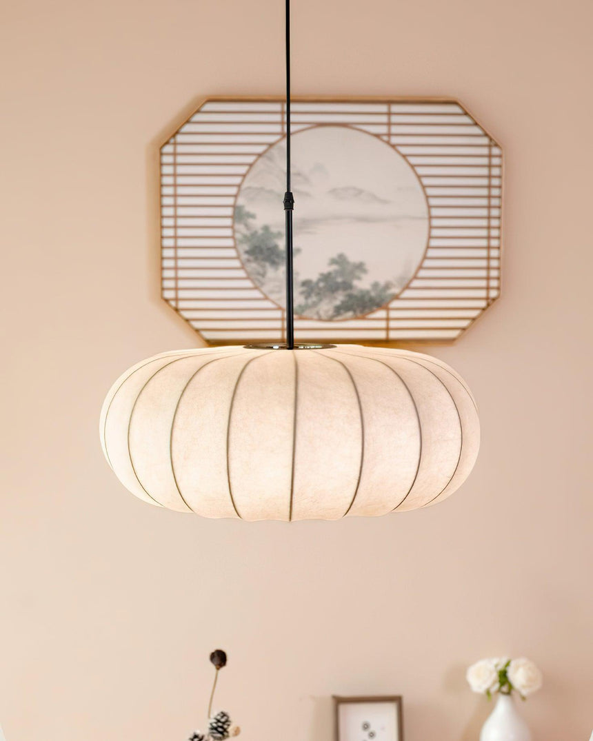 Silk pendant light close-up detail