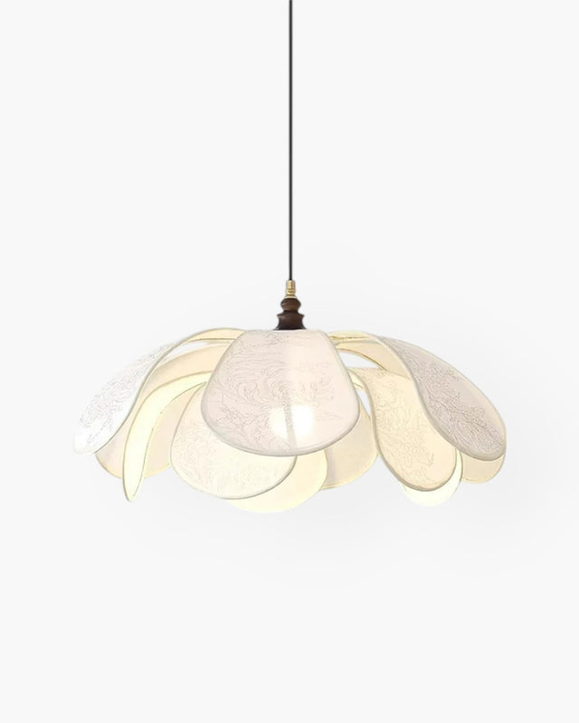 Aurelia Petal Layer Pendant Light layered fabric shade - OpalDwell