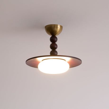 Alabaster Ceiling Light Brass Accent Details