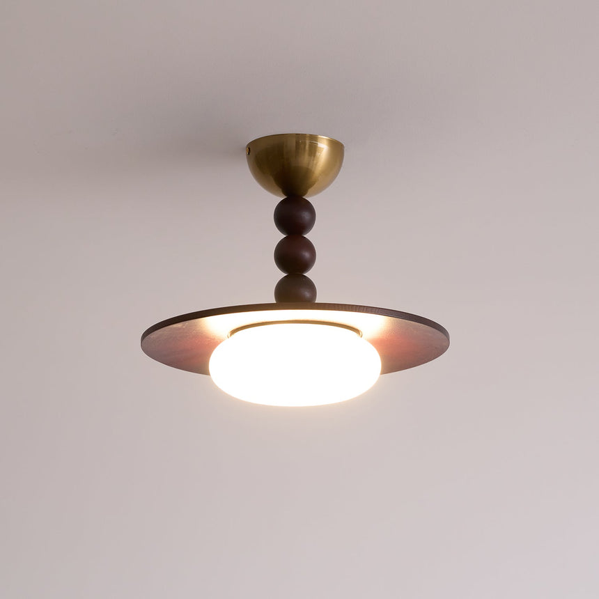 Alabaster Ceiling Light Brass Accent Details