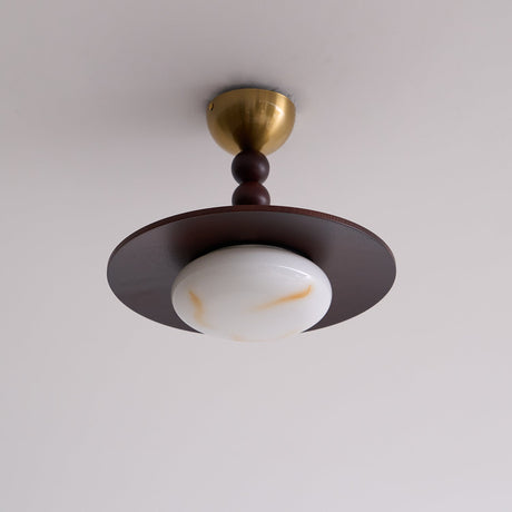 Alabaster Ceiling Light Brass Accent Details