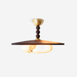 White Alabaster Ceiling Light Wood Shade